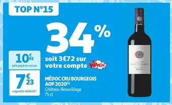 Auchan Supermarché Château beauvillage médoc cru bourgeois aop 2020 offre