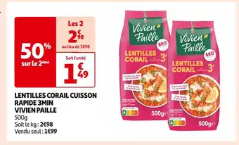 Vivien paille lentilles corail cuisson rapide 3min