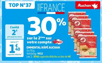Auchan Supermarché Auchan emmental râpé offre