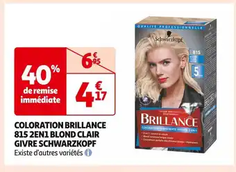 Auchan Supermarché Schwarzkopf coloration brillance 815 2en1 blond clair givre offre