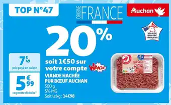 Auchan Supermarché Auchan viande hachée pur bœuf offre