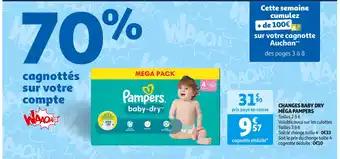 Auchan Supermarché Pampers changes baby dry méga offre