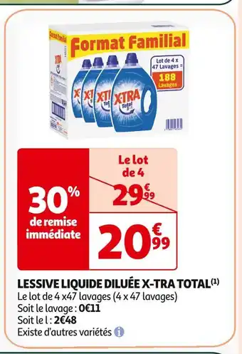 Auchan Supermarché X-tra lessive liquide diluée total(1) offre