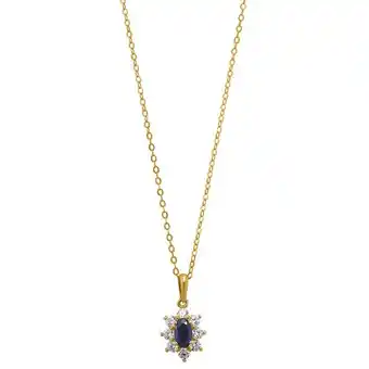 Auchan Parure collier + boucles d'oreilles or 375 millièmes et oxydes de zirconium blancs et bleus offre