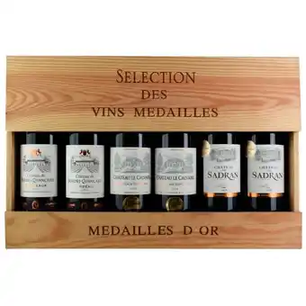 Coffret bois 6 vins medaillés bordeaux aop