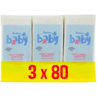 Auchan Maxi carrés sensitive 100% coton auchan baby offre