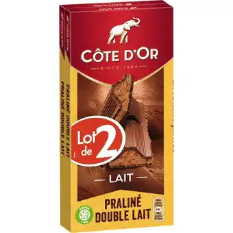 Auchan Tablettes de chocolat praliné double lait côte d'or offre