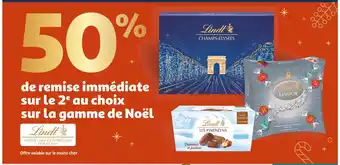 Auchan Supermarché Lindt 50% de remise immédiate sur le 2e au choix sur la gamme de noël lindt offre