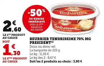 U Express President beurrier tendrissime 70% mg offre