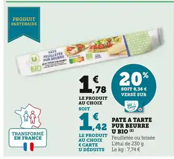 U Express U pate a tarte pur beurre bio offre