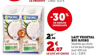 U Express Bjorg lait vegetal bio offre