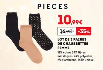 Sport 2000 Pieces lot de 3 paires de chaussettes femme offre
