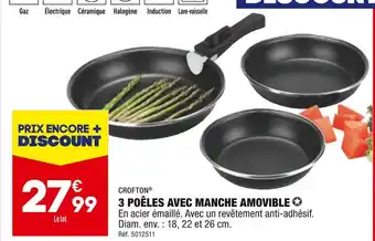 ALDI Crofton 3 poêles avec manche amovible offre