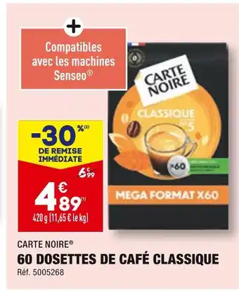 ALDI Carte noire 60 dosettes de café classique offre