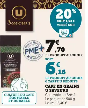 U saveurs cafe en grains
