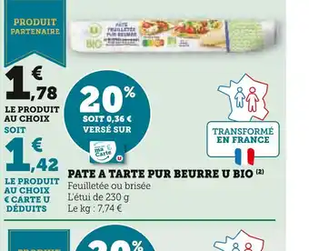Super U U bio pate a tarte pur beurre offre