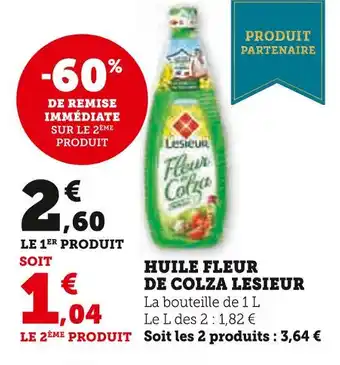Super U Lesieur huile fleur de colza offre