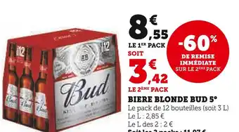 Super U Bud biere blonde 5° offre