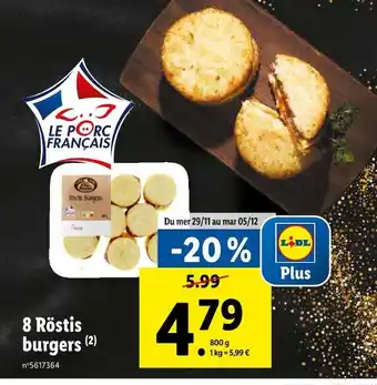 Lidl L'étal du boucher 8 röstis burgers offre