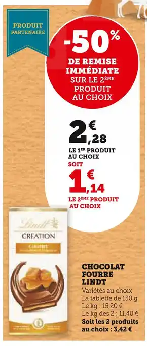 Super U Lindt chocolat fourre offre