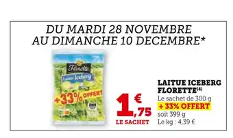 Super U Florette laitue iceberg offre