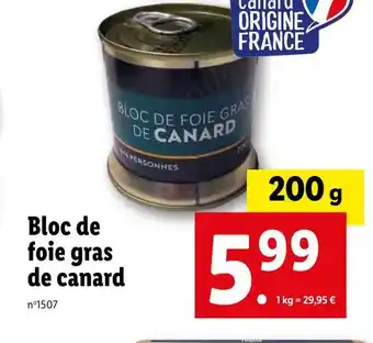 Lidl Deluxe bloc de foie gras de canard offre
