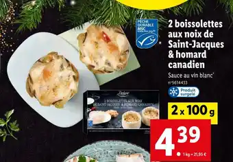 Lidl 2 boissolettes aux noix de saint‐jacques & homard canadien offre