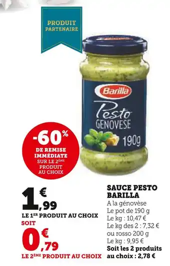 Super U Barilla sauce pesto offre
