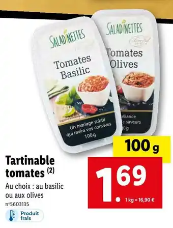 Lidl Saladinettes tartinable tomates offre