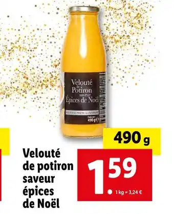 Lidl Velouté de potiron saveur épices de noël offre
