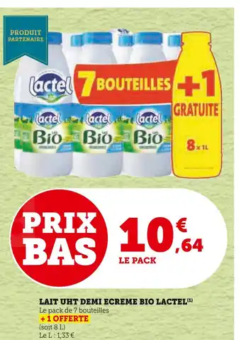 Super U Lactel lait uht demi ecreme bio offre