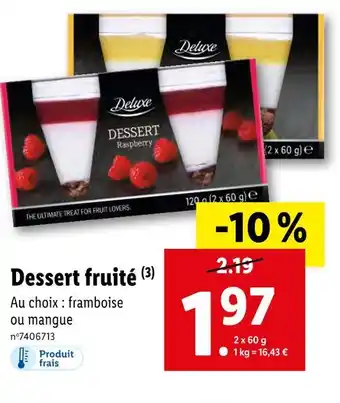 Lidl Deluxe dessert fruité offre