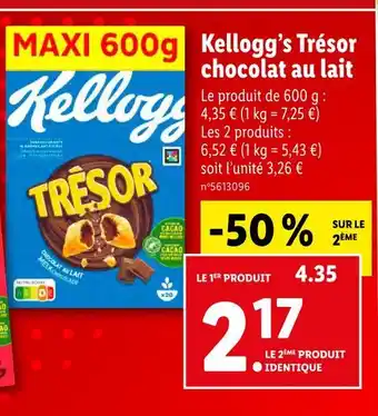 Lidl Kellogg’s trésor chocolat au lait offre