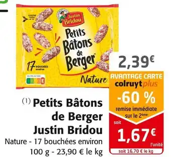 Colruyt Justin bridou petits bâtons de berger offre