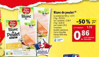 Lidl Saint alby blanc de poulet offre