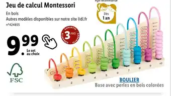 Lidl Montessori jeu de calcul offre