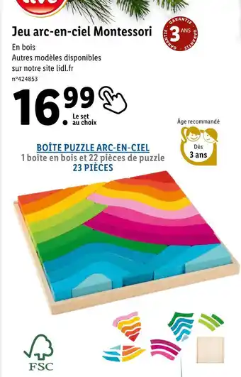 Lidl Montessori jeu arc-en-ciel offre