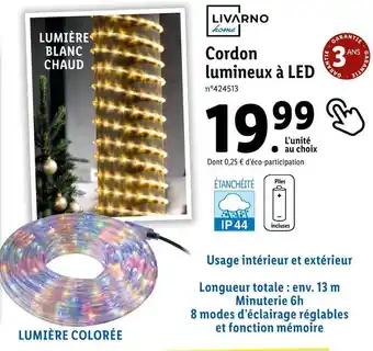 Lidl Livarno cordon lumineux à led offre