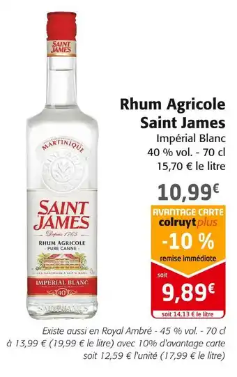 Colruyt Saint james rhum agricole offre