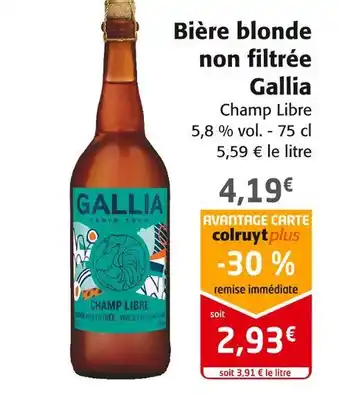 Colruyt Gallia bière blonde non filtrée offre