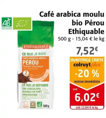 Colruyt Ethiquable café arabica moulu bio pérou offre