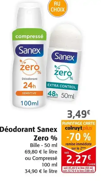 Colruyt Sanex déodorant zero % offre