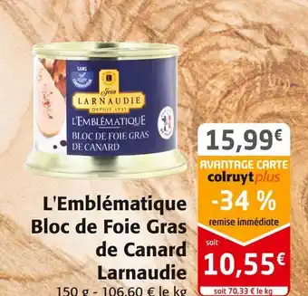 Colruyt Larnaudie l'emblématique de canard bloc de foie gras de canard offre