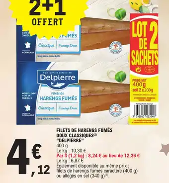 E.Leclerc FILETS DE HARENGS FUMÉS DOUX CLASSIQUES DELPIERRE offre
