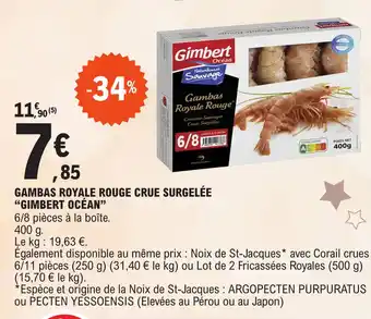 E.Leclerc GAMBAS ROYALE ROUGE CRUE SURGELÉE GIMBERT OCÉAN offre