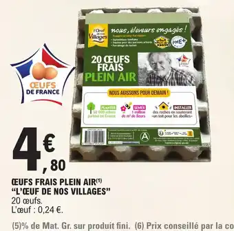 E.Leclerc CEUFS FRAIS PLEIN AIR L'ŒUF DE NOS VILLAGES" offre
