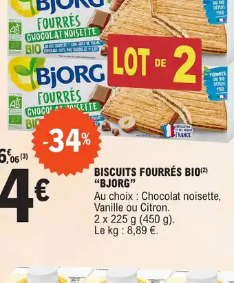 E.Leclerc BISCUITS FOURRÉS BIO BJORG" offre