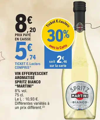 E.Leclerc VIN EFFERVESCENT AROMATISÉ SPRITZ BIANCO "MARTINI" offre
