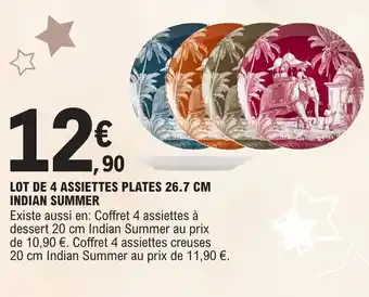 E.Leclerc LOT DE 4 ASSIETTES PLATES 26.7 CM INDIAN SUMMER offre