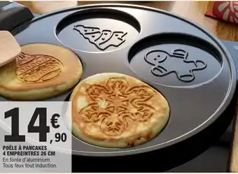 E.Leclerc POÊLE À PANCAKES 4 EMPREINTRES 26 CM En fonte d'aluminium. offre
